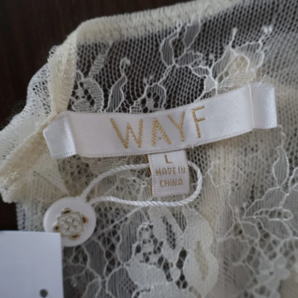 WAYF Penelope Lace Camisole Cardigan Set Womens‎ L Sheer Coquette Feminine NWT